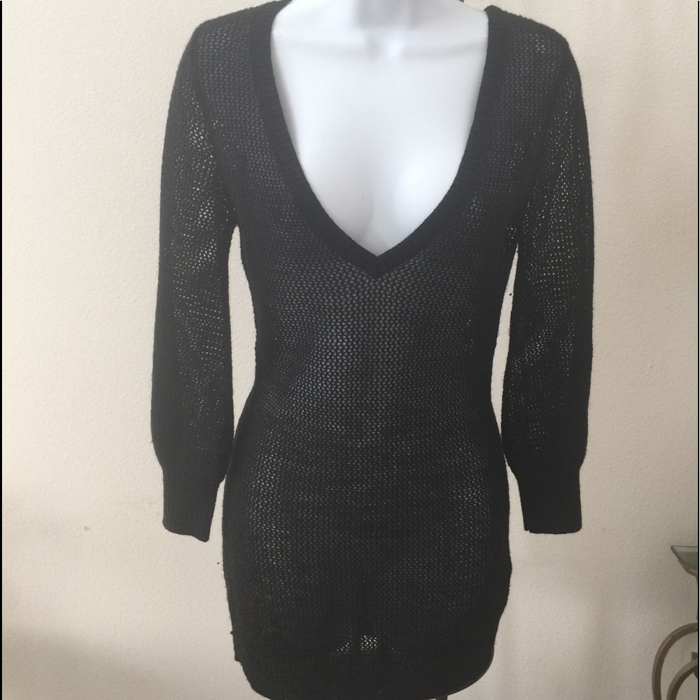 Express Mini knitted black dress long sleeves